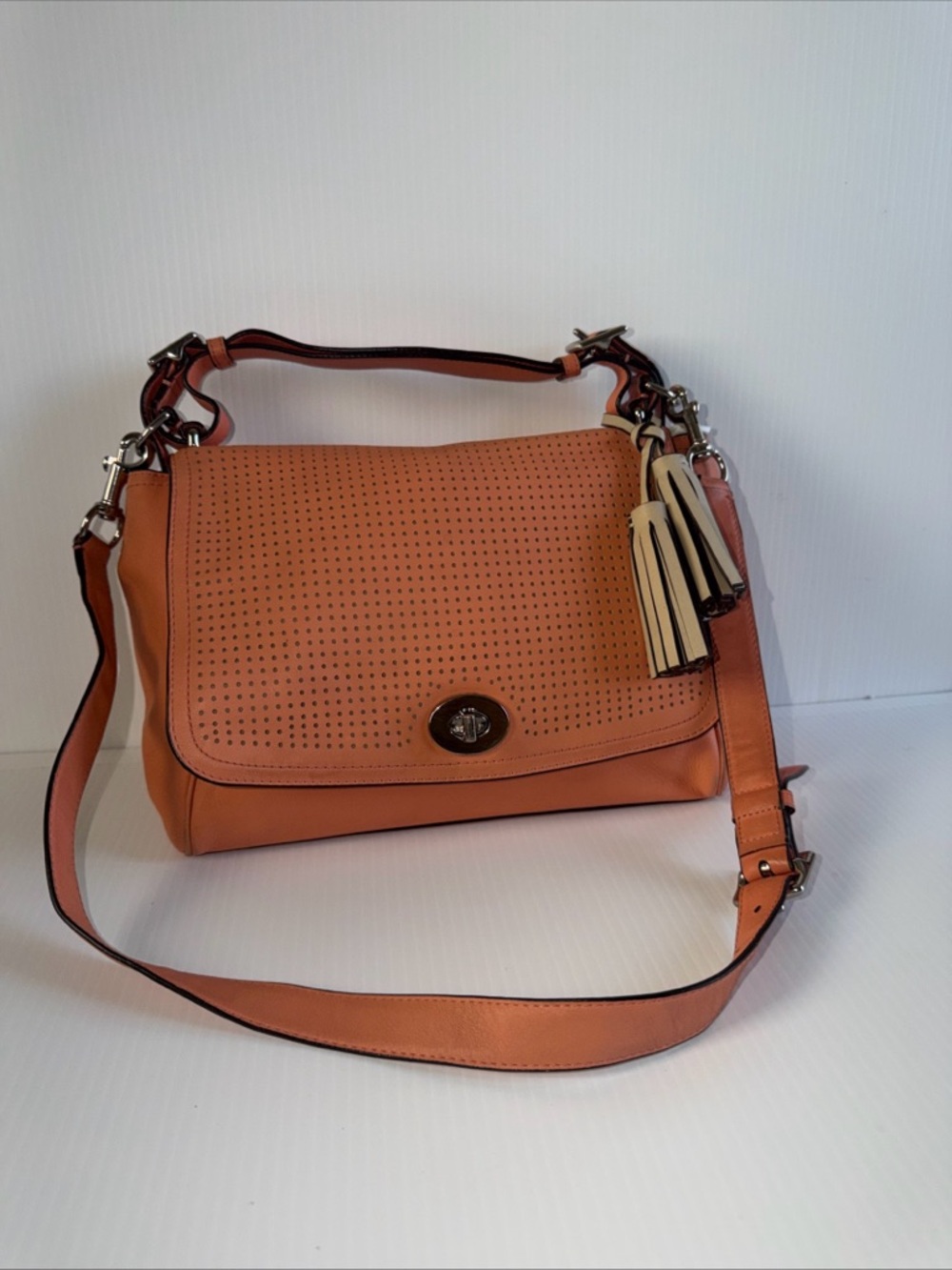 Coach perforated leather Romy top handle/shoulder bag